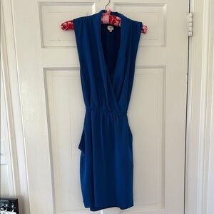 Wilfred Blue Plunge Neck Sheath Mini Dress